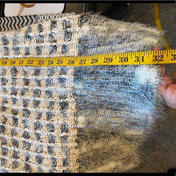 Katsumi White Gray Fuzzy Long Sleeve Knit Sweater - Picture 9 of 11